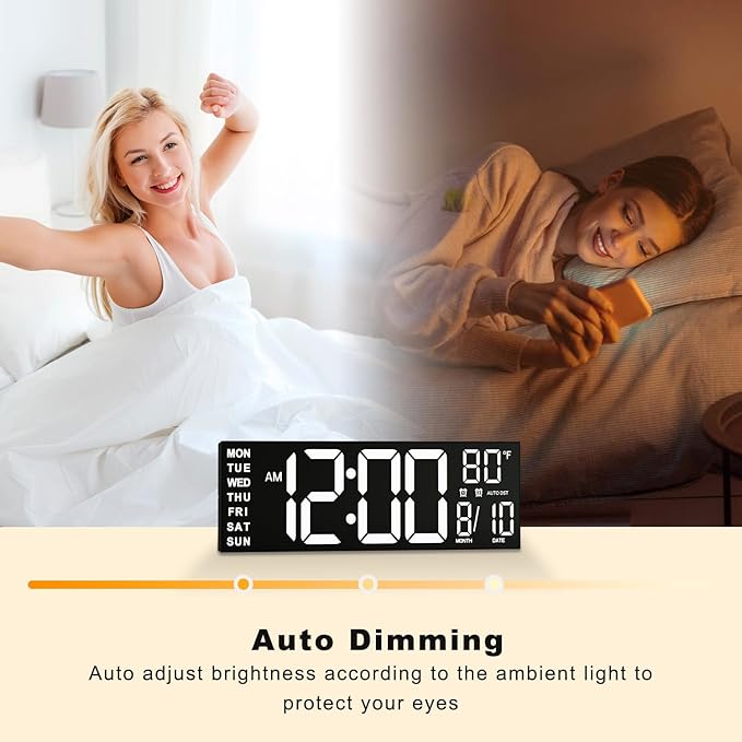 JALL 16" Large Digital Wall Mount Clock, Count Down Timer, Big LED, Temp...