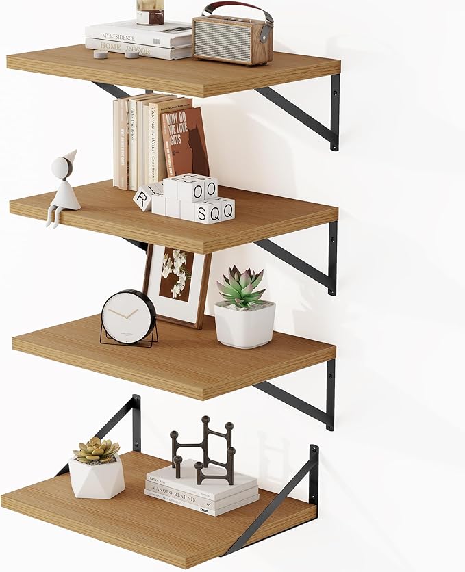 Heimlove 12 Inch Deep Floating Shelves (Set of 4)