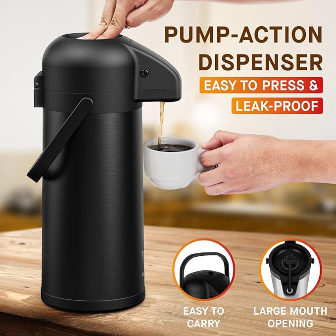 Airpot Coffee Carafe for Keeping Hot - 102 OZ/ 3.0L Coffee Dispenser -