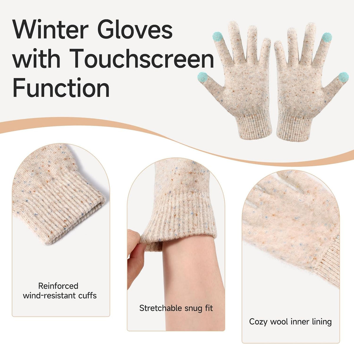 OZERO Winter Beanie Hat Scarf Gloves Set: Fleece Lined
