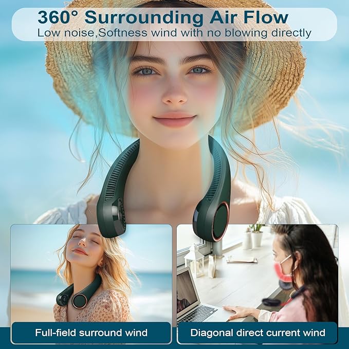 CIVPOWER Neck Fan: Portable Personal Neck Cooling Rechargeable Bladeless Fan