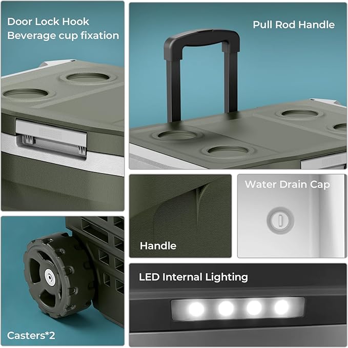 12V Portable Refrigerator, 42 Quart Dual-Voltage 12V/24V DC Car Cooler