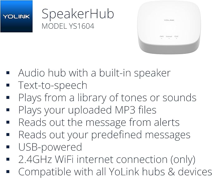YoLink LoRa Smart Door Sensor Starter Kit: SpeakerHub Audio Hub & Door Se...