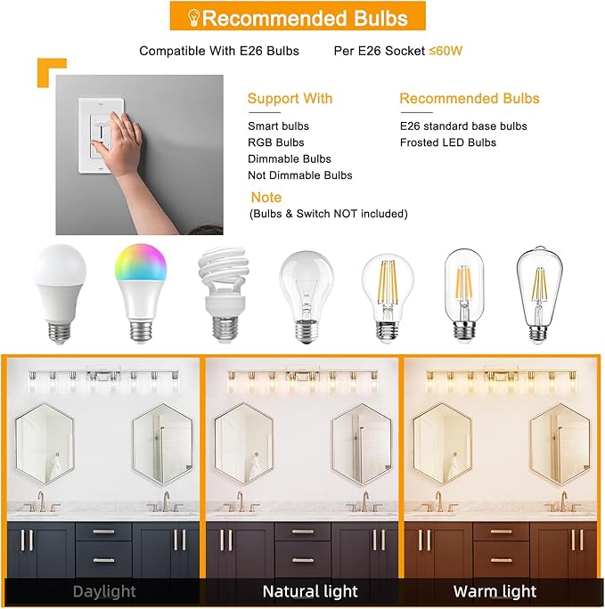 8 Light Bathroom Vanity Light, Large Brushed Nickel Vanity Lights Fixtures