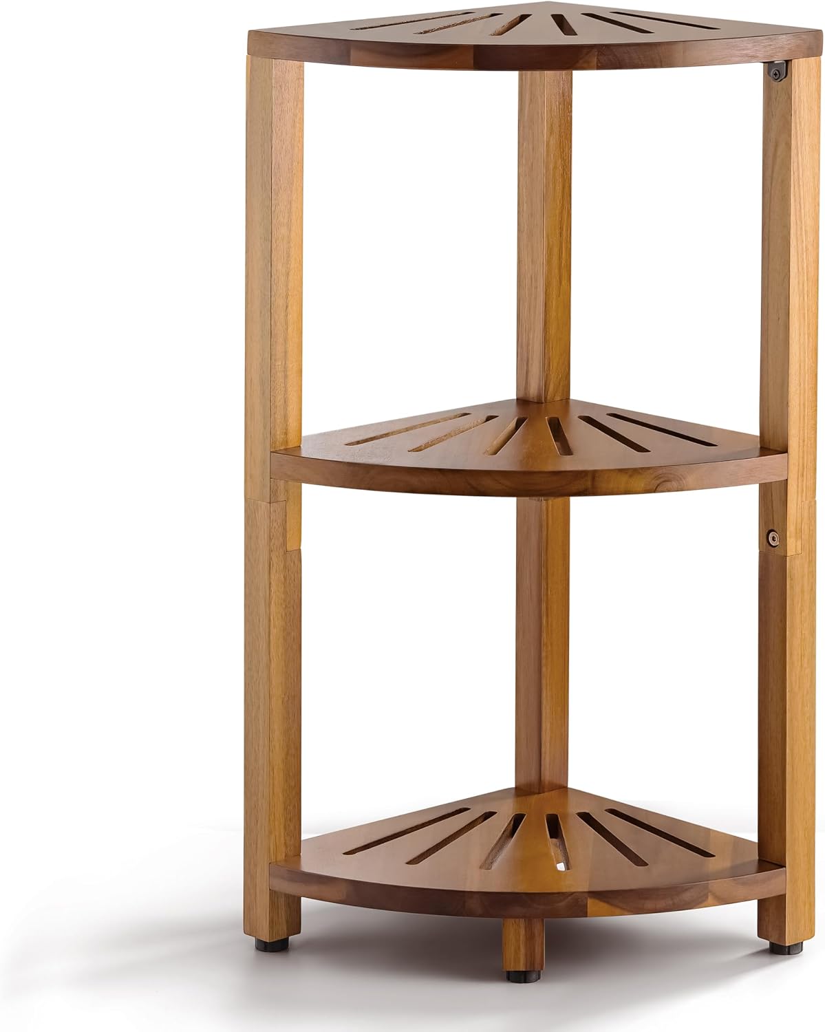 BLUEWEST 3-Tier Wooden Corner Shower Caddy Organizer with Anti-Slip Feet (Aca...
