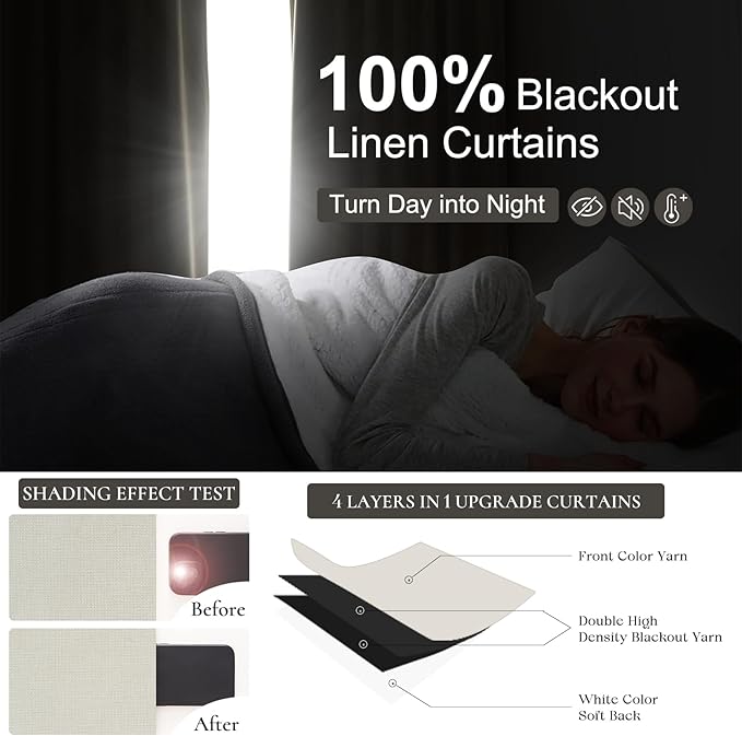 Pleated Beige Curtains 96 Inches Long 2 Panels Burg, Energy Efficient