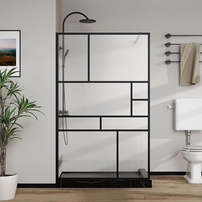Goodyo 46 in. W x 72 in. H Bathroom Shower Glass Door Framed Tempered Clear (...