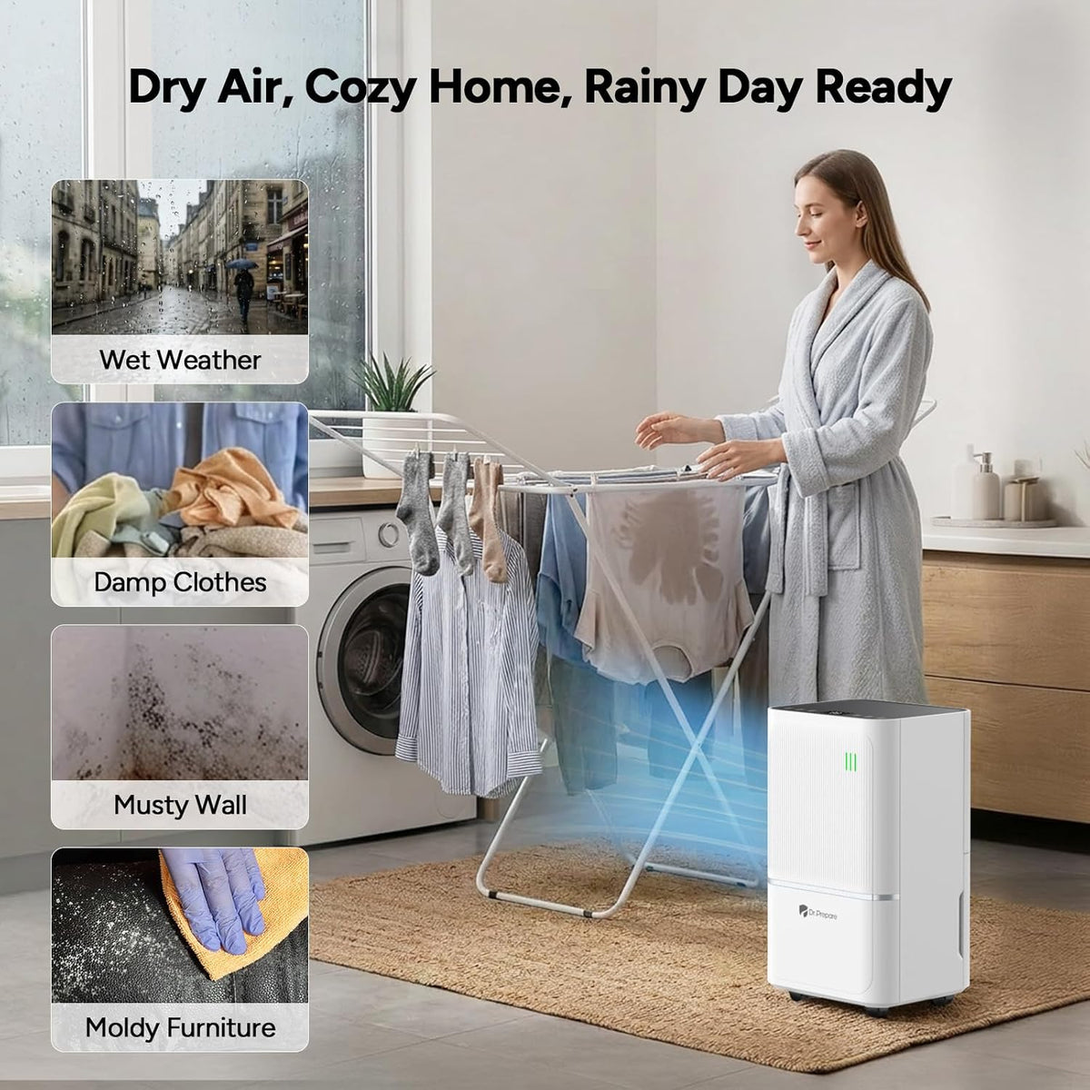 DR.PREPARE 2600 Sq.Ft Energy Star Dehumidifier, Max 38 Pints, Dehumidifier fo...