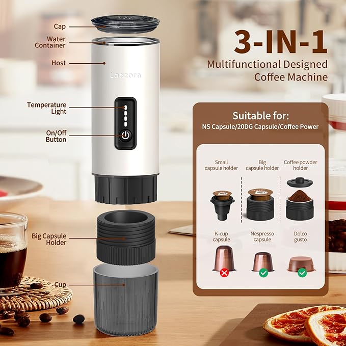 Leozora Portable Espresso Maker, 20Bar Professional Pressure, Stainless Steel