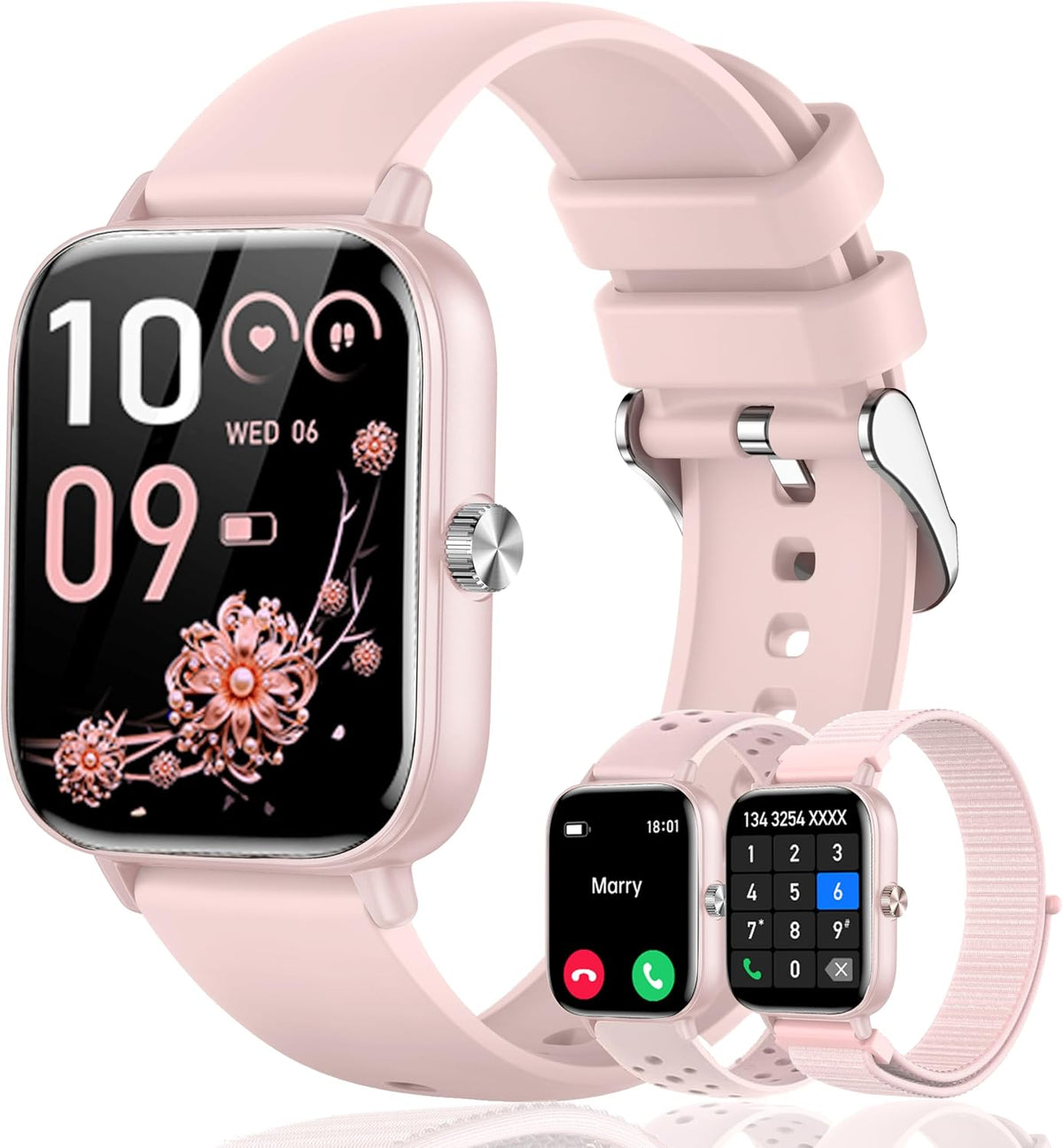 Smart Watch for Women 3 Bands 1.83" HD Fitness Tracker Sleep Monitor Pink