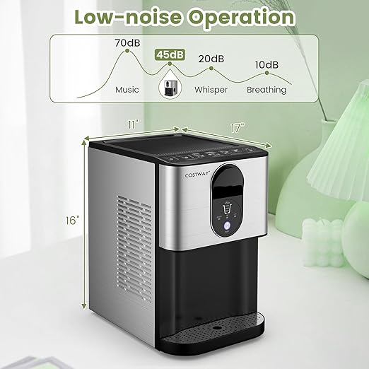 COSTWAY Self Dispensing Nugget Ice Maker Countertop, 56 Lbs/24H Soft Chewable