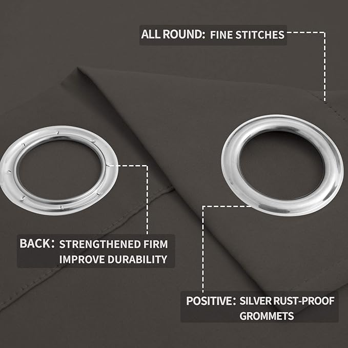 Easy-Going Blackout Curtains for Bedroom, Solid Thermal Insulated Grommet and