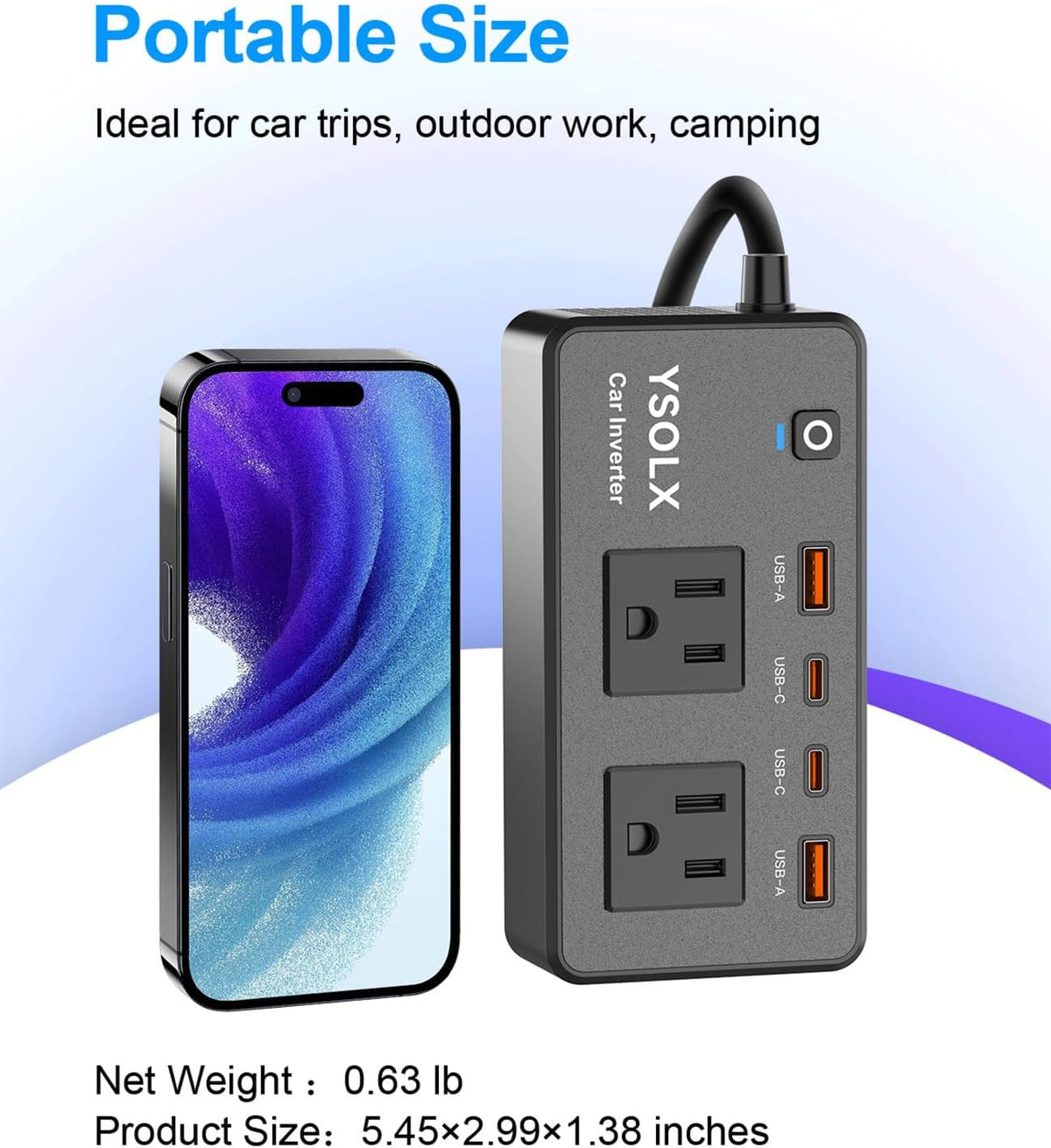 300W Portable Charger Car Power Inverters for Vehicle (Pack of 3)