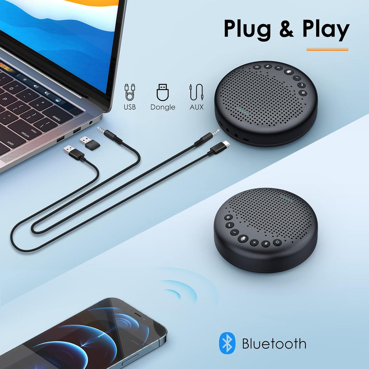 EMEET Luna Conference Speaker and Microphone, 360° Voice Pickup for 8 Users