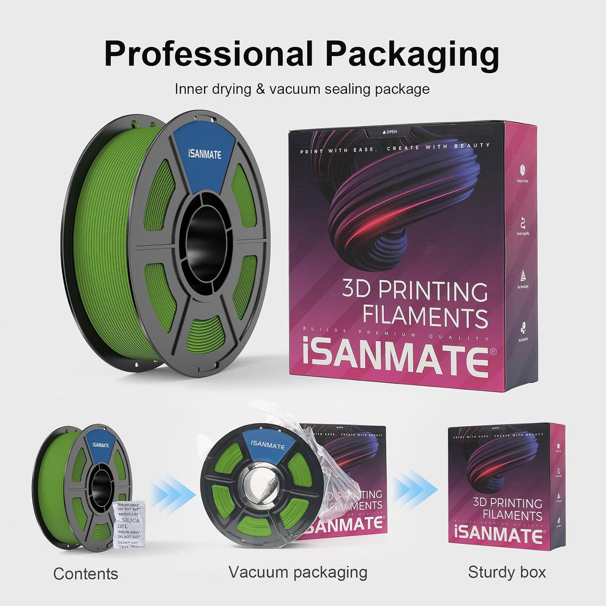iSANMATE Matte PLA Filament 1.75mm Bundle 4kg for FDM 3D Printing