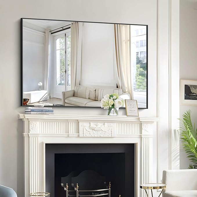 Bathroom Black Mirror, 36x55in Black Rectangle Mirror