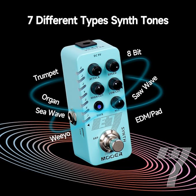 MOOER E7 Polyphonic Guitar Synth Pedal Electronic Synthesizer, 7 Guitar