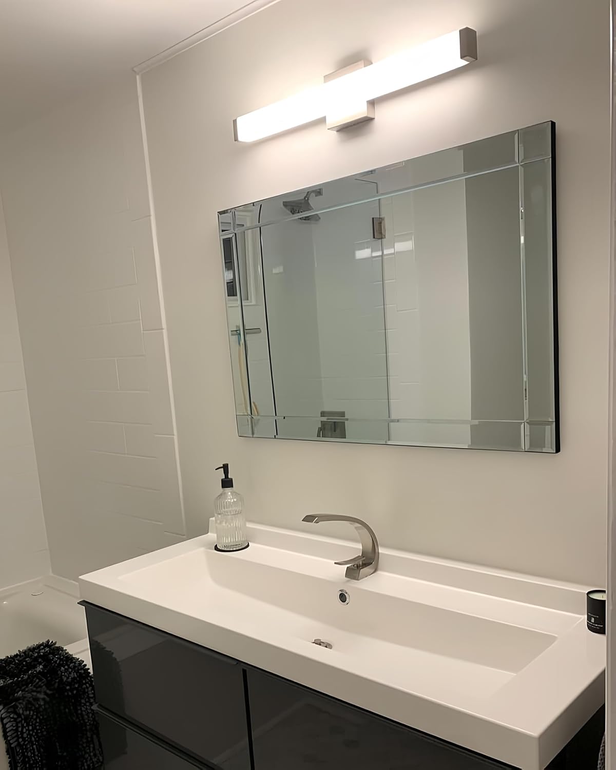 24" LED Bathroom Vanity Light14W Brushed Nickel 4000K Square