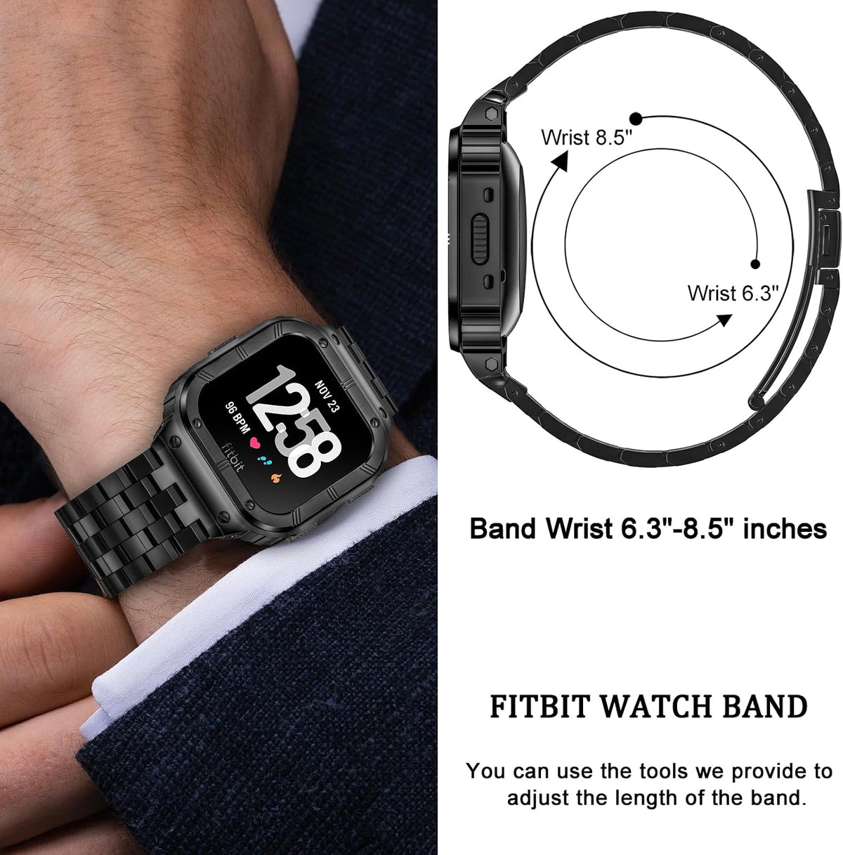 SUPLINK Compatible with Fitbit Versa 4 Band/3/2/Versa Watch Bands Men
