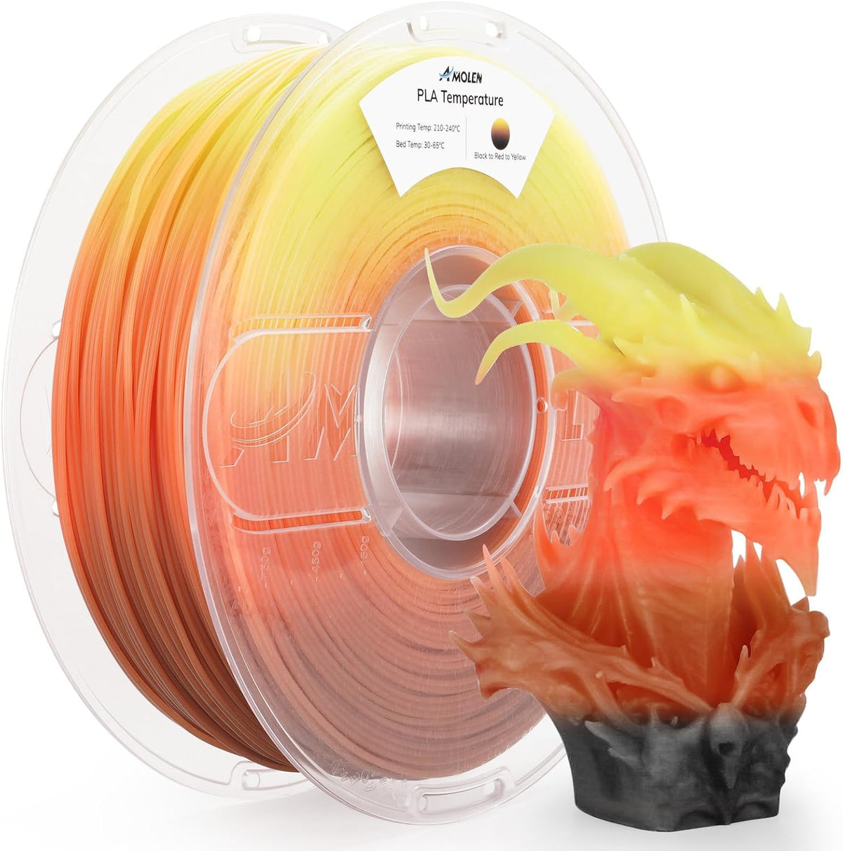 AMOLEN 3D Printer Filament, Temp Change Black to Red to Yellow PLA