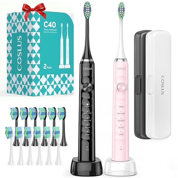 COSLUS Sonic Electric Toothbrush (2PCS)