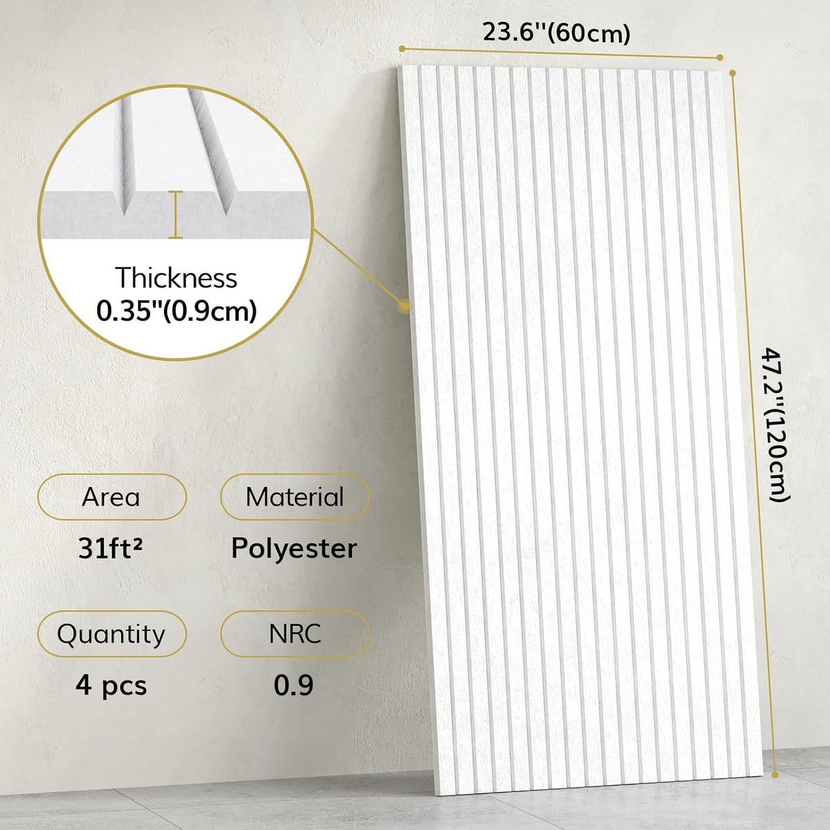 TONOR Large Acoustic Panels Self Adhesive-4 Pack 47.2" X 23.6" X 0....