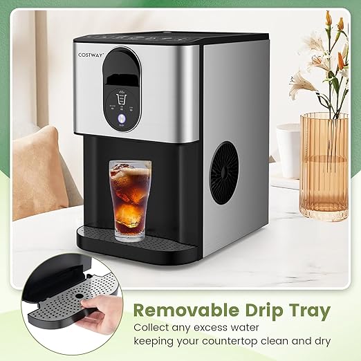 COSTWAY Self Dispensing Nugget Ice Maker Countertop, 56 Lbs/24H Soft Chewable