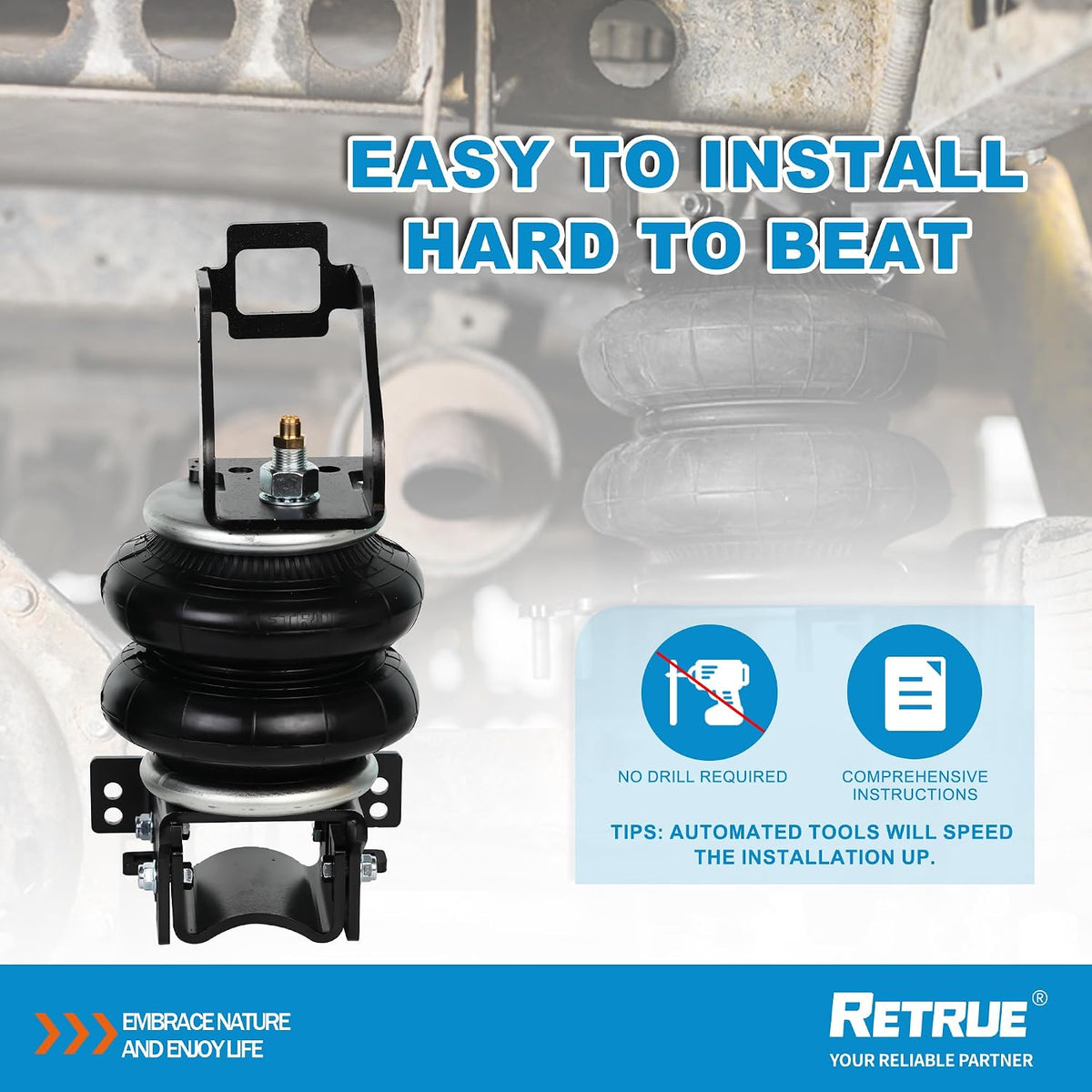 RETRUE Rear Air Bags Suspension Kit for 2011-2016 Ford F250 F350