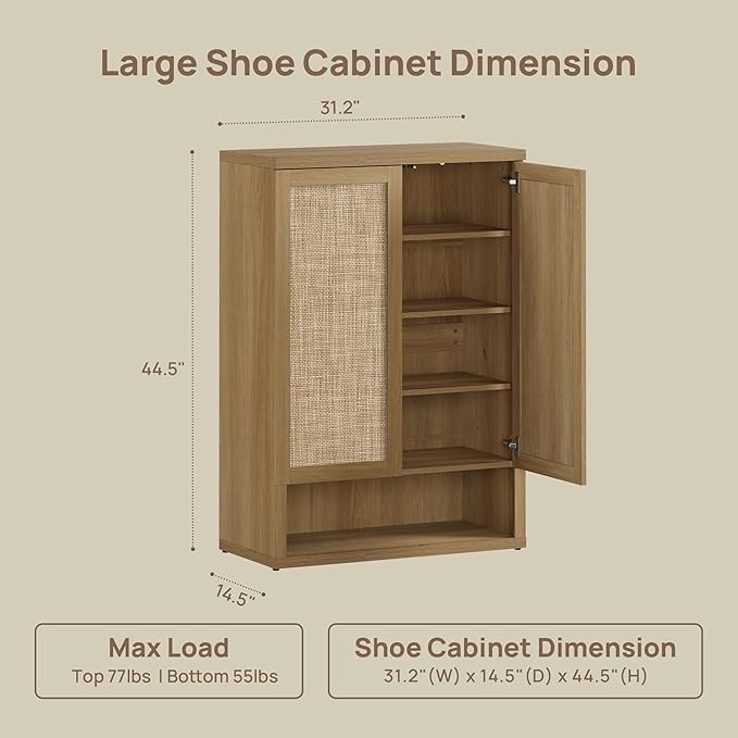 SICOTAS Rattan Shoe Storage Cabinet