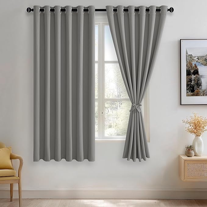 JIUZHEN Light Grey Blackout Curtains