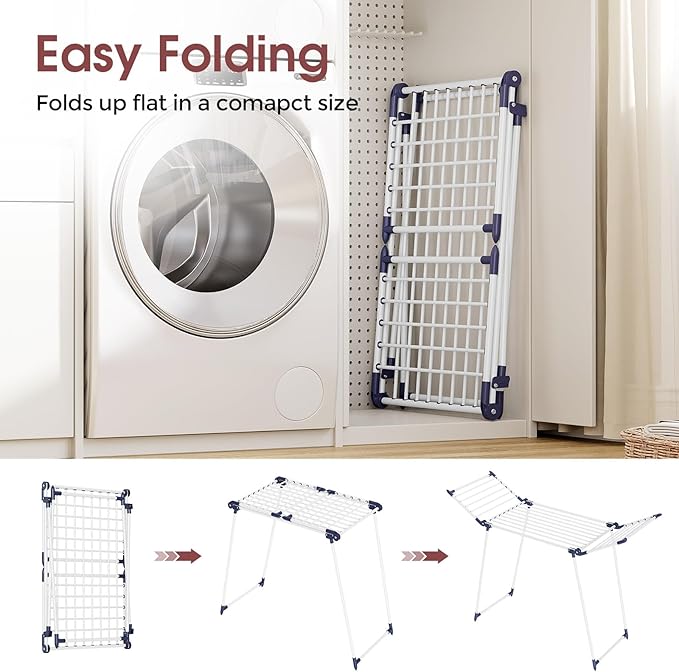 APEXCHASER Clothes Drying Rack Foldable, Large Drying Rack Clothing, Winged