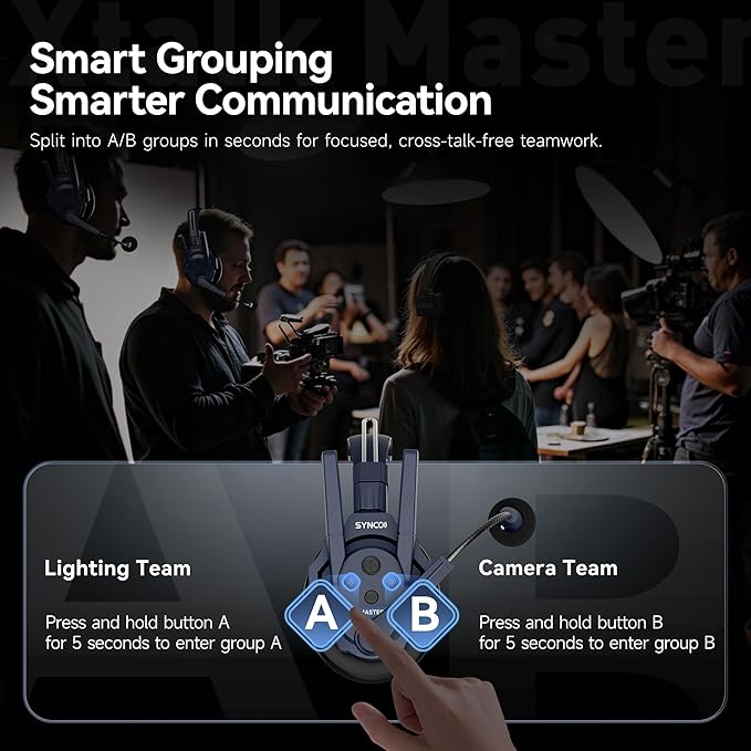 SYNCO Xtalk Master Wireless Intercom Headset System, 8 Person 2.4GHz