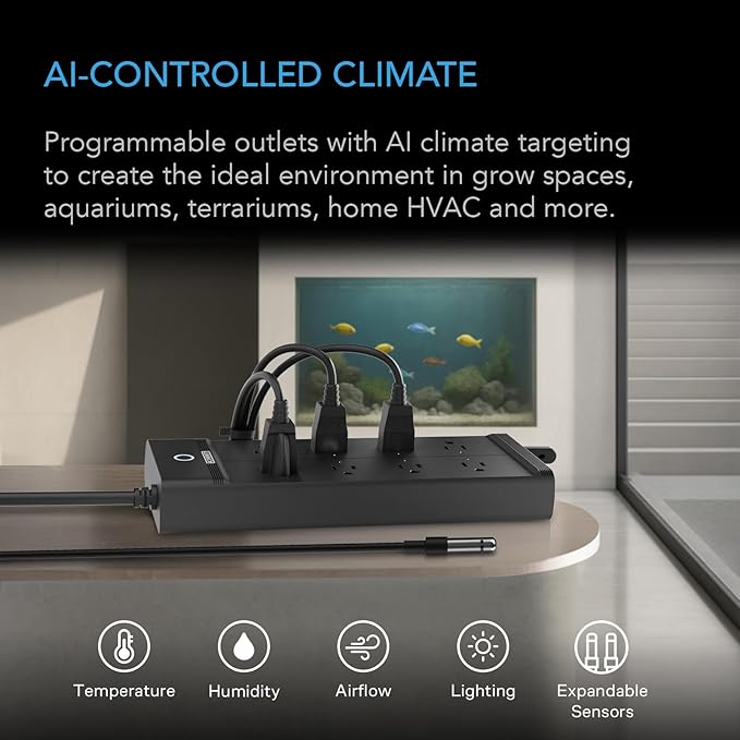 AC Infinity Outlet AI+, Environment Controller, Smart WiFi Power Strip