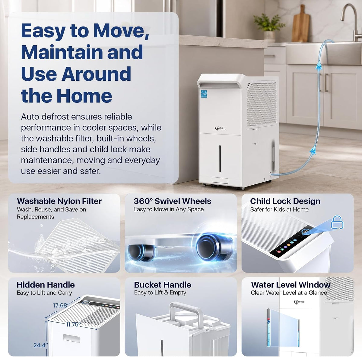 6000 Sq Ft ENERGY STAR Most Efficient Dehumidifier with Pump for Basement