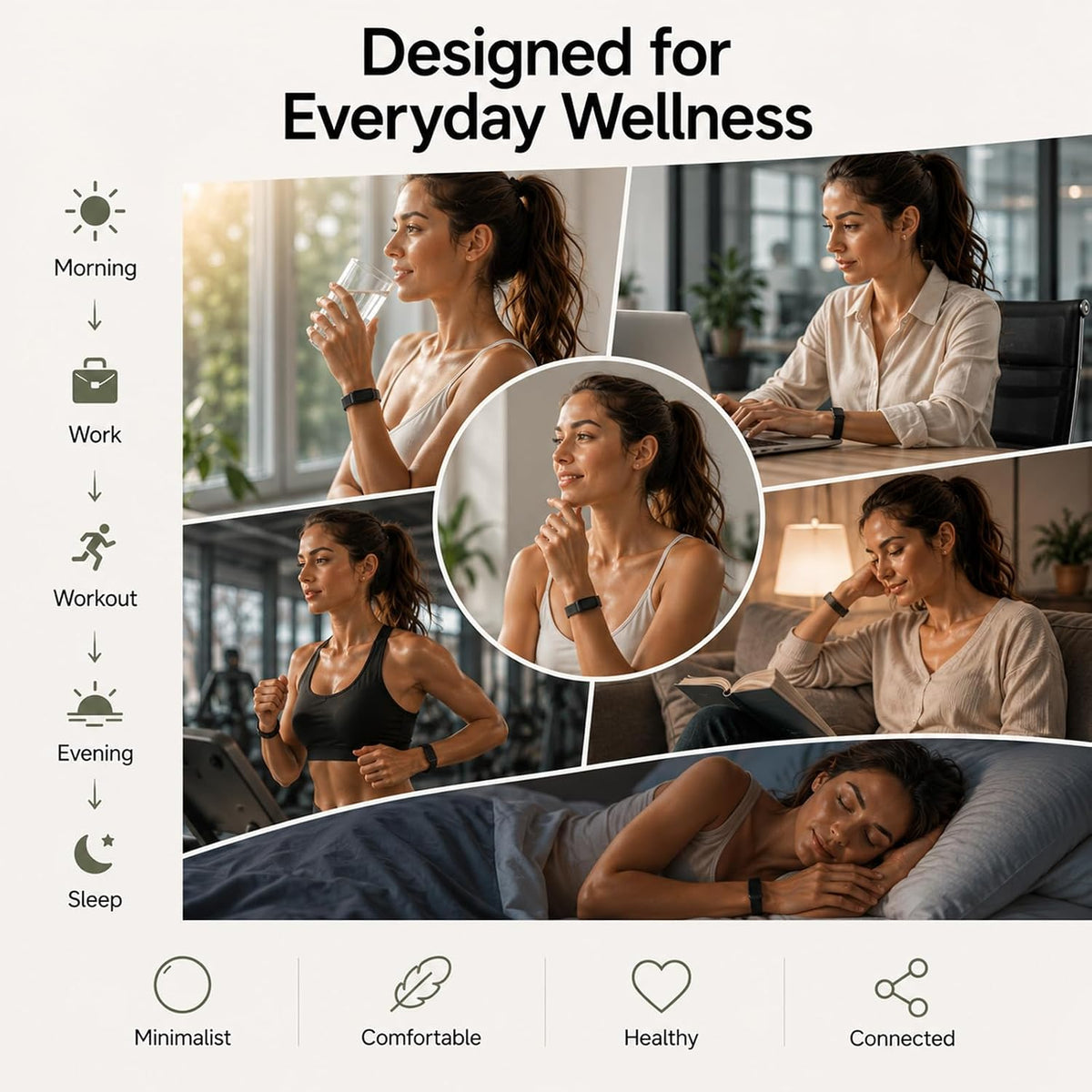 Yihou Smart Fitness Tracker for Women & Men Ultra-Thin Minimalist Smart B...