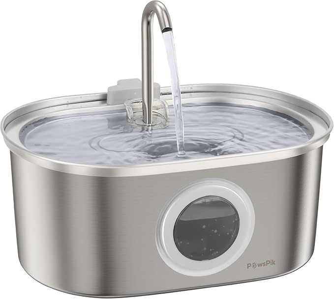 PawsPik SS-01 Stainless Steel Faucet-Design Cat Fountain 108.2 oz.