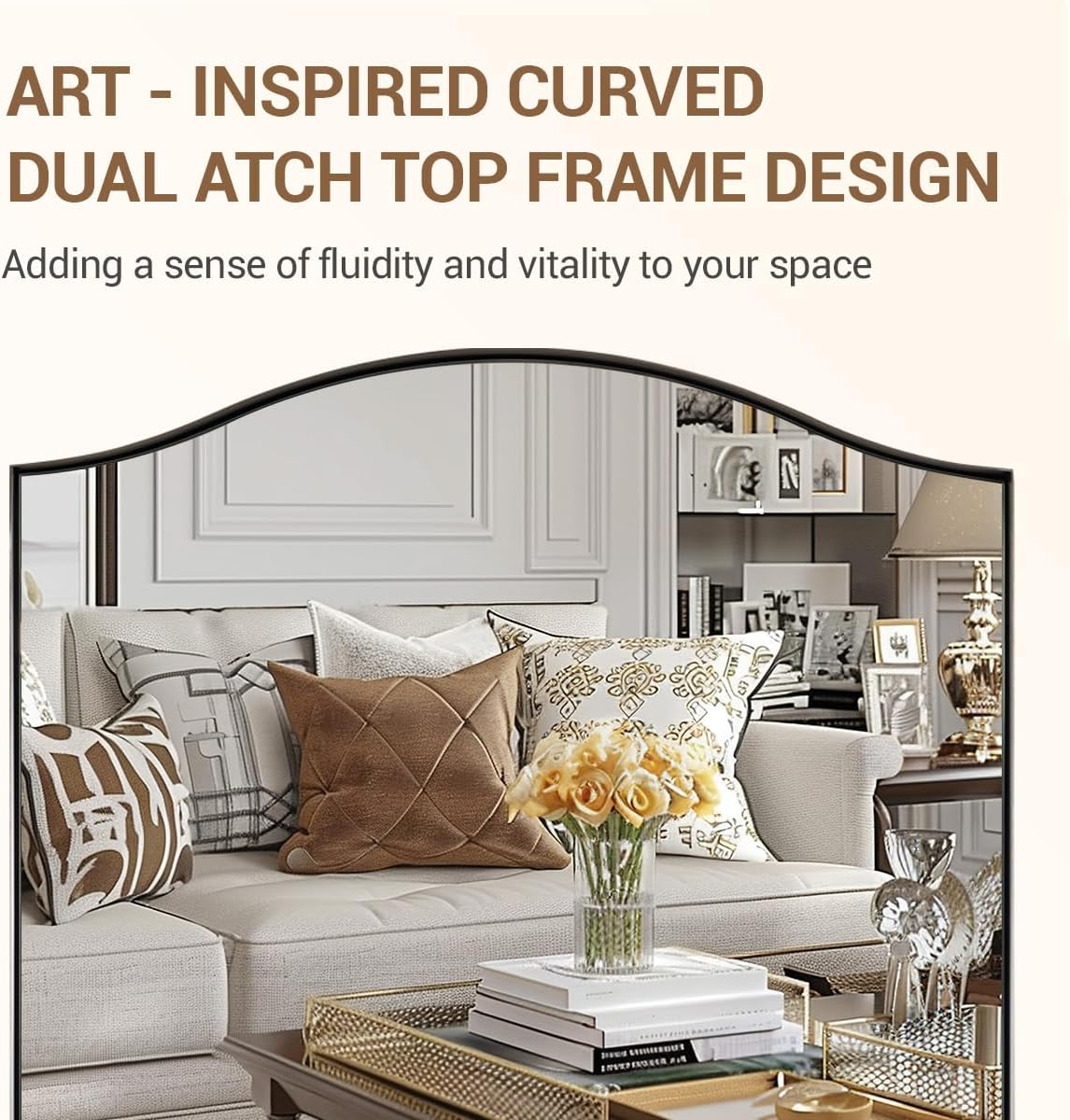 Brushed Nickel Bathroom Mirror, 22"x30" Scalloped Wall Mirror in St...