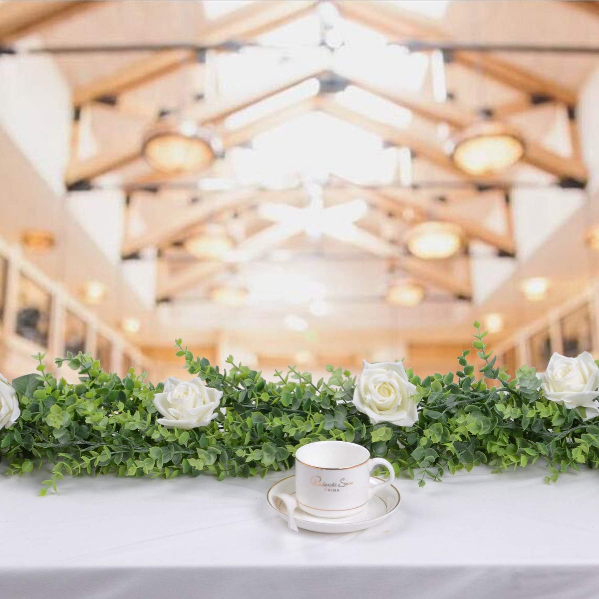 6 Pack Faux Eucalyptus Garland Plant, Artificial Vines Hanging Eucalyptus Lea...