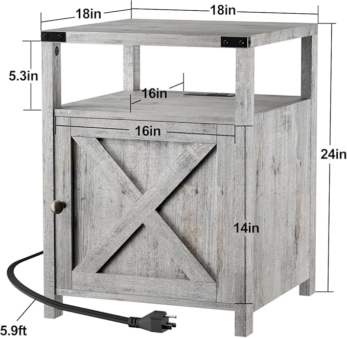 HOSEOKA Farmhouse Nightstand