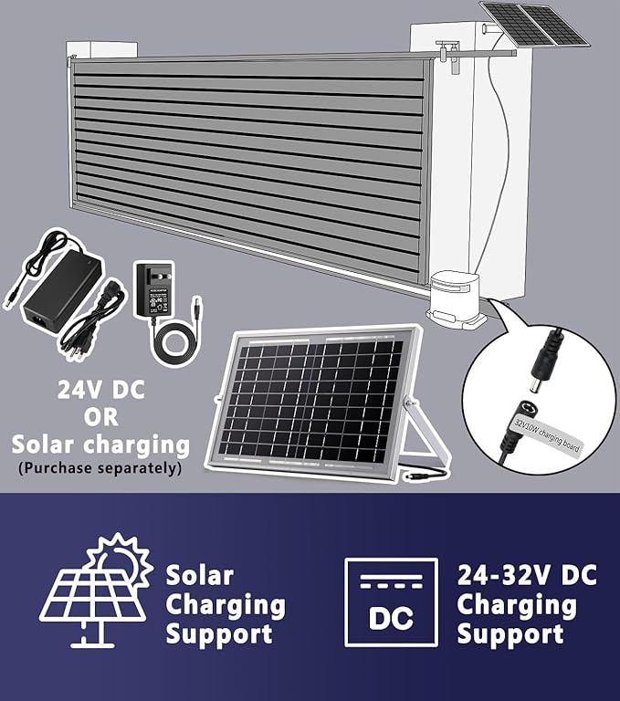 Blütezeit 1400lb Sliding Gate Opener, Solar Power | WiFi Control | Built-in
