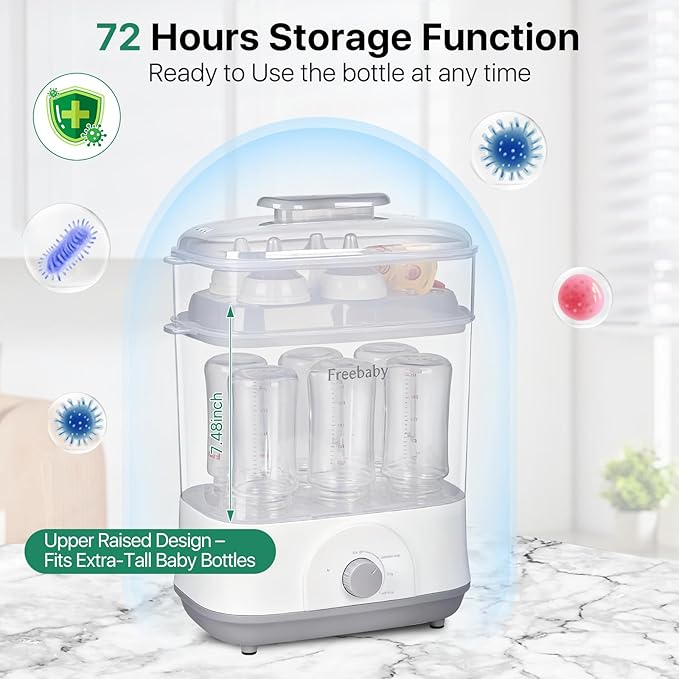 Freebaby Baby Bottle Sterilizer and Dryer, 4 in 1 Electric Steam Sanitizer and