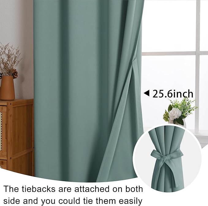 JIUZHEN Stone Blue Blackout Curtains (Set of 2)