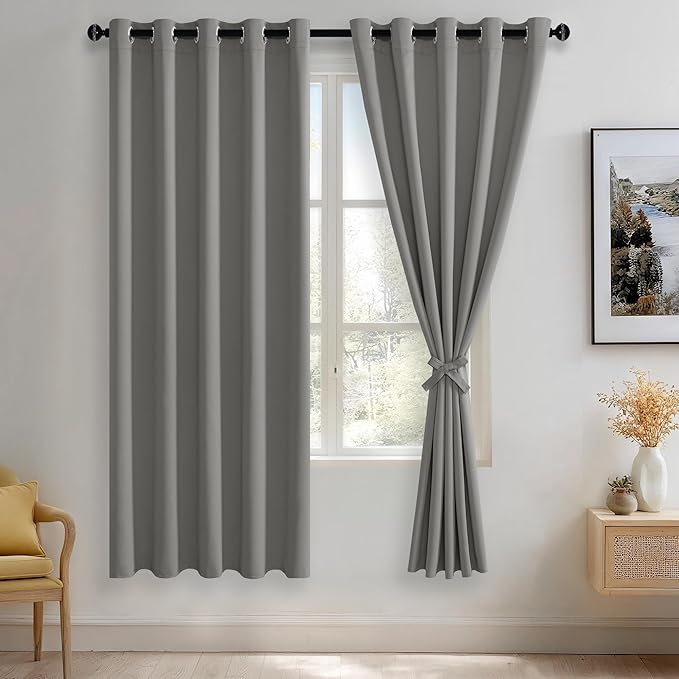 JIUZHEN Light Grey Blackout Curtains