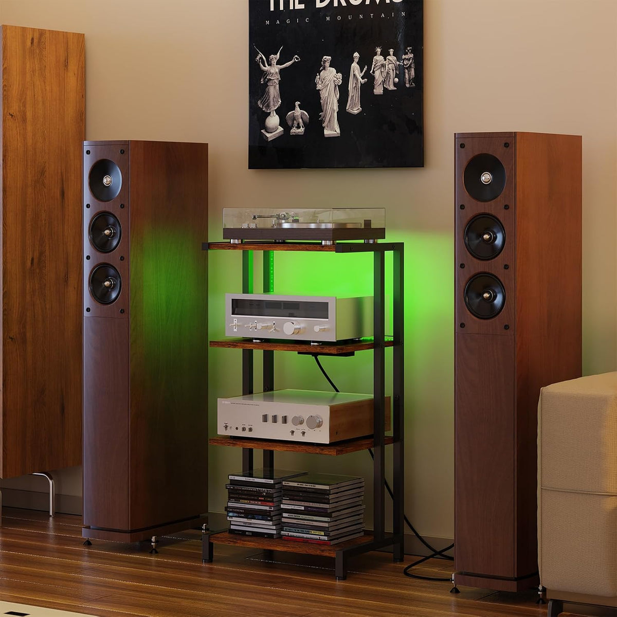 X-cosrack 16.5" Small 4-Tier AV Media Stand with Power Strips,Narrow Ver...