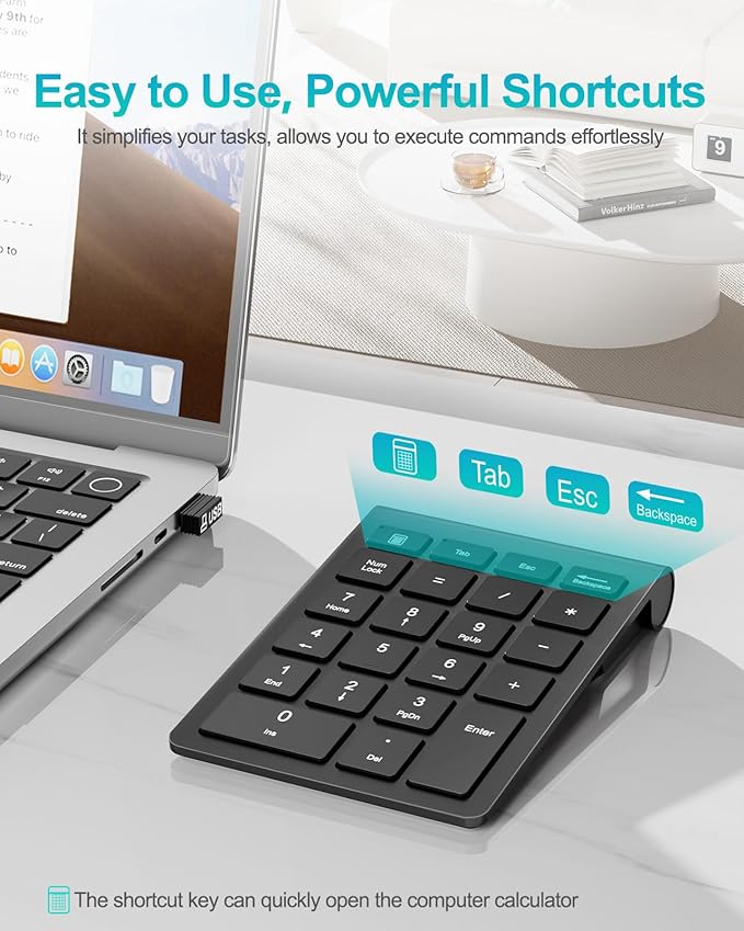 Wireless Number Pad, Lekvey Numeric Pad and Mouse Combo, Portable Slim 2.4GHz