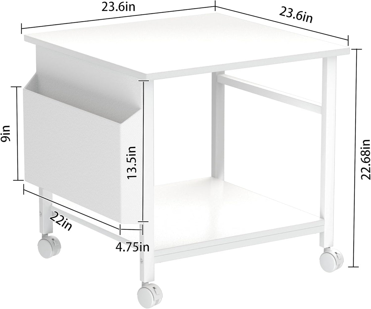 Large Printer Stand, 23.6 x 23.6 Inches Square Printer Stand with Storage She...