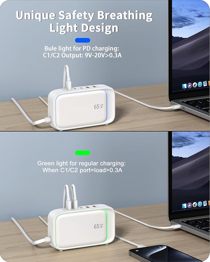 KWRNVO 7-in-1 Power Strip, 85W PD USB C Power Strip