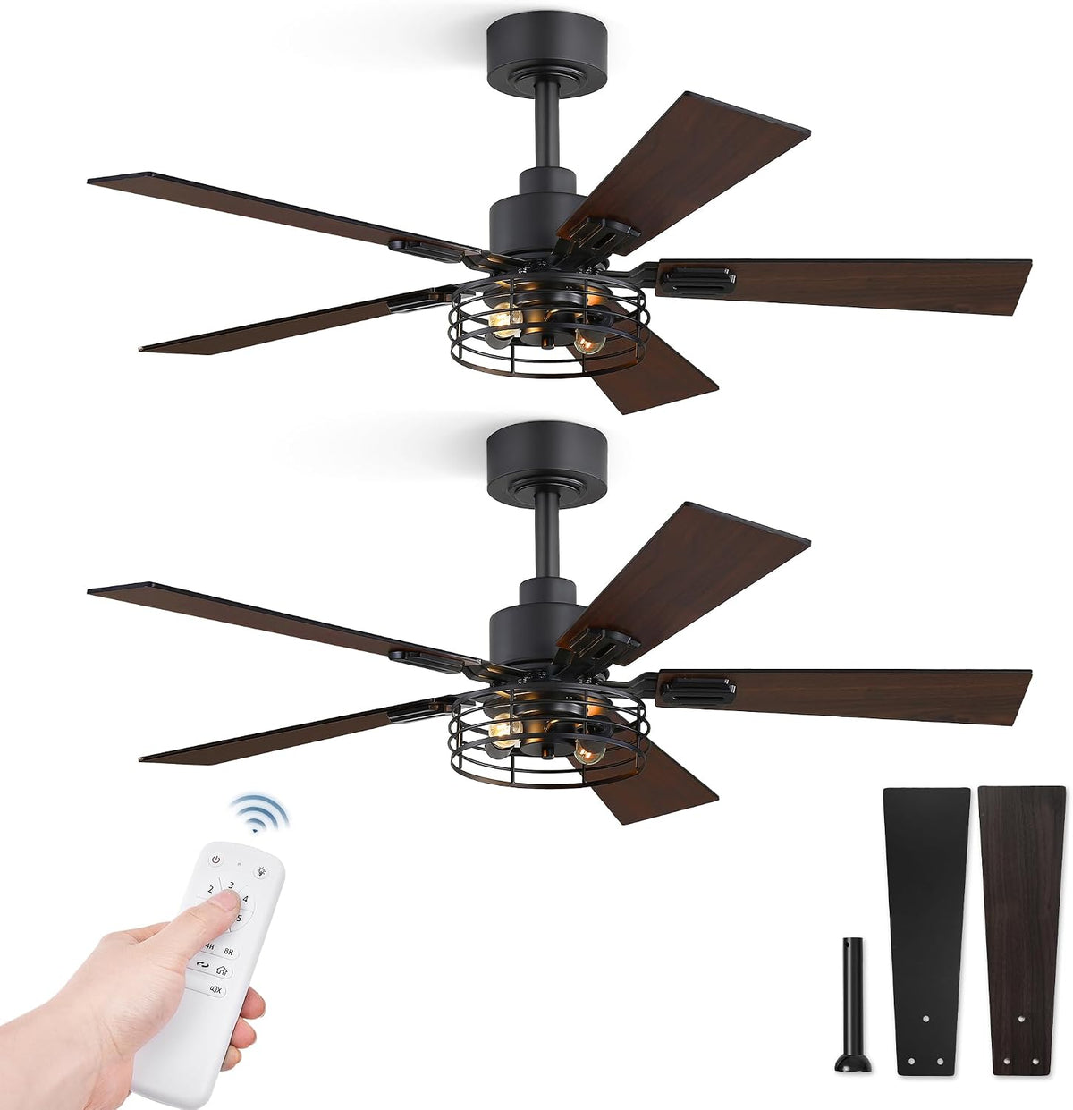 Fanbulous 42" Farmhouse Industrial Ceiling Fan with Light & Remote, ...