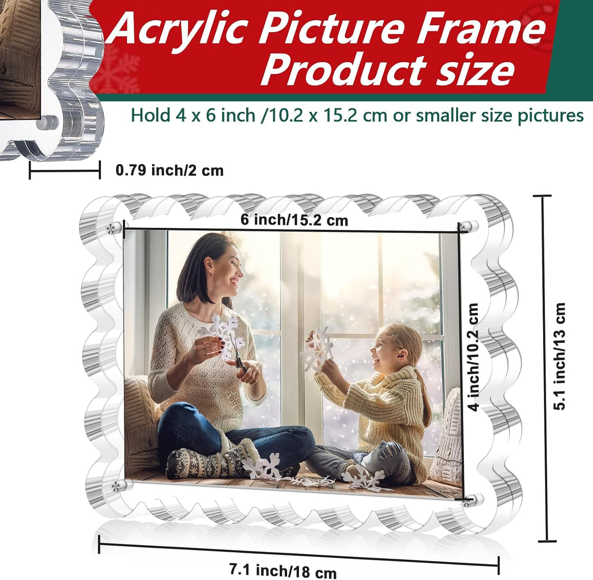 3 Pack Acrylic Picture Frame - 4x6 Magnetic Picture Frames | Double Sided Mag...