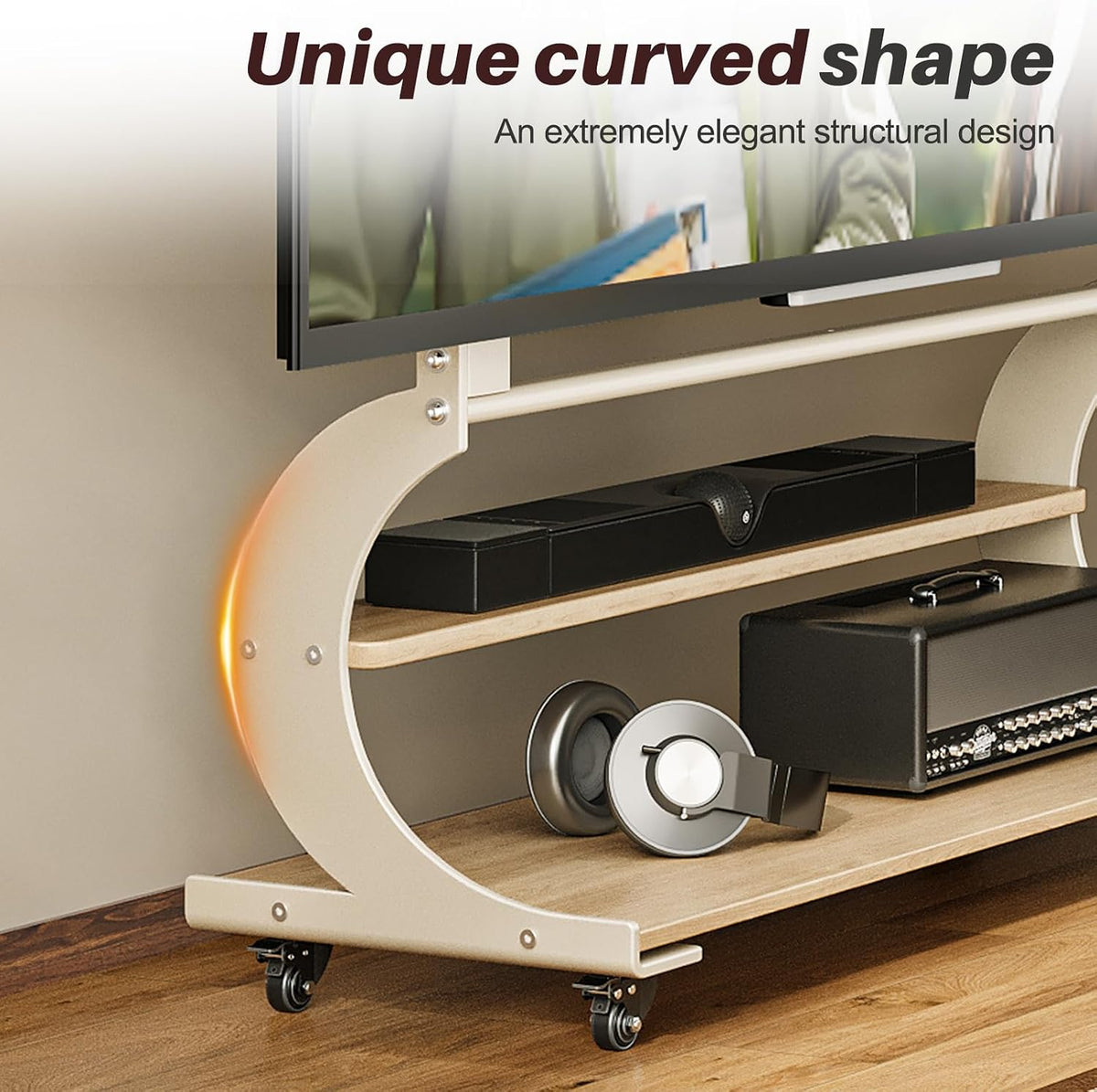 Easel Rolling TV Stand on Wheels for 50-100 Inch TVs with 2-Tier Shelves